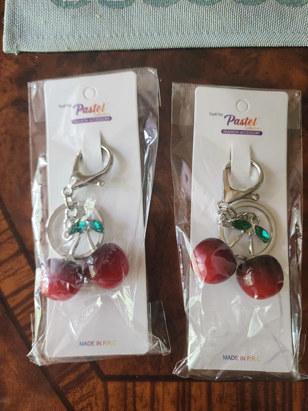 🍒 Cherry Keychain Purse Charm – Silver Tone | Cute Fruit Bag Charm |